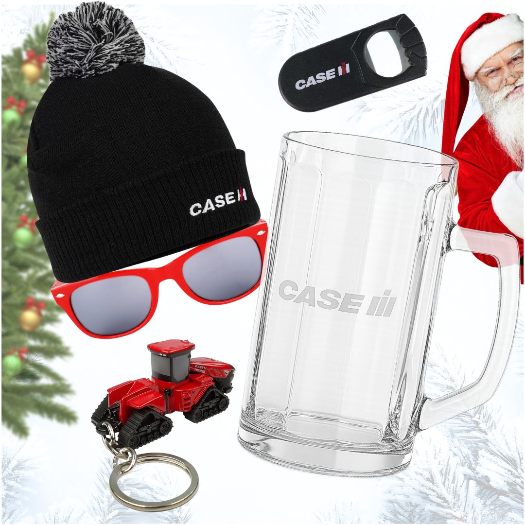 ŚWIĄTECZNY ZESTAW PREZENTOWY DLA ROLNIKA CASE IH - KUFEL+CZAPKA ZIMOWA+BRELOK+OKULARY+OTWIERACZ