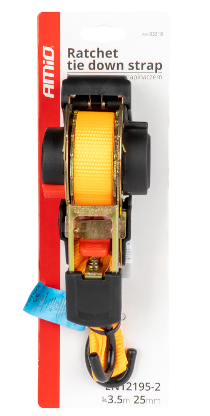 Pas transportowy z automatycznym zwijaczem 640kg 25mm 3,5m CE - obrazek 2