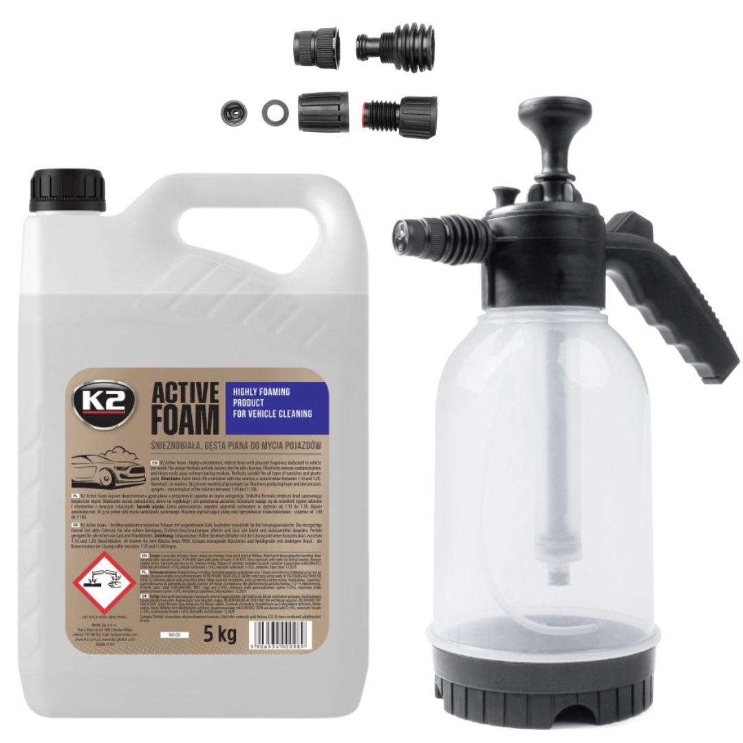 K2 Piana Aktywna 5L Do Mycia Karoserii + Pianownica Ręczna Opryskiwacz Ciśnieniowy 2L