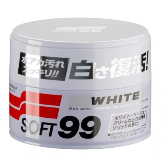SOFT99 WHITE SOFT WAX WOSK DO JASNYCH LAKIERÓW 350G +Rain Drop+ mikrofibra A01620 - obrazek 4