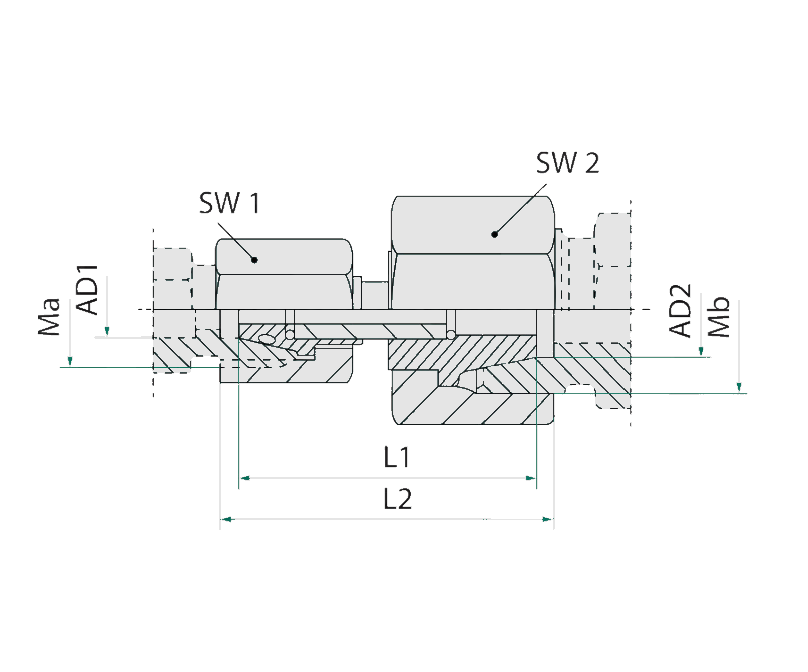 Złącze hydrauliczne złączka AA M18-M18 F18 - obrazek 2