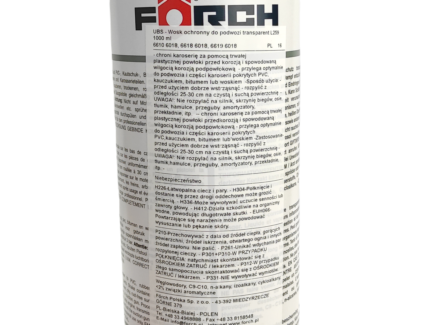 10x FORCH L259 Wosk do konserwacji podwozia 1L - obrazek 2