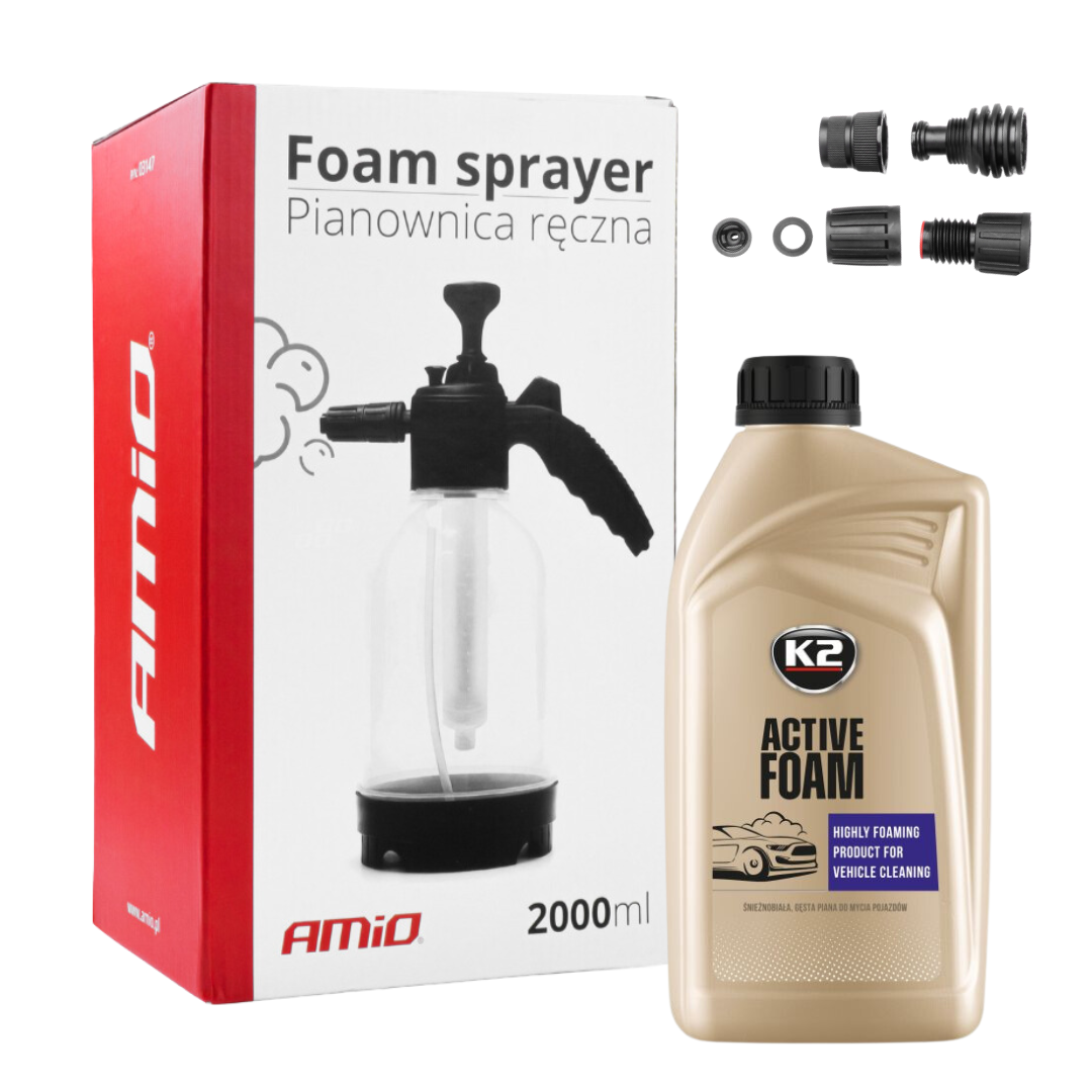 Pianownica Ręczna Ciśnieniowa 2l + Piana Aktywna Do Mycia Samochodu K2 1L - obrazek 2
