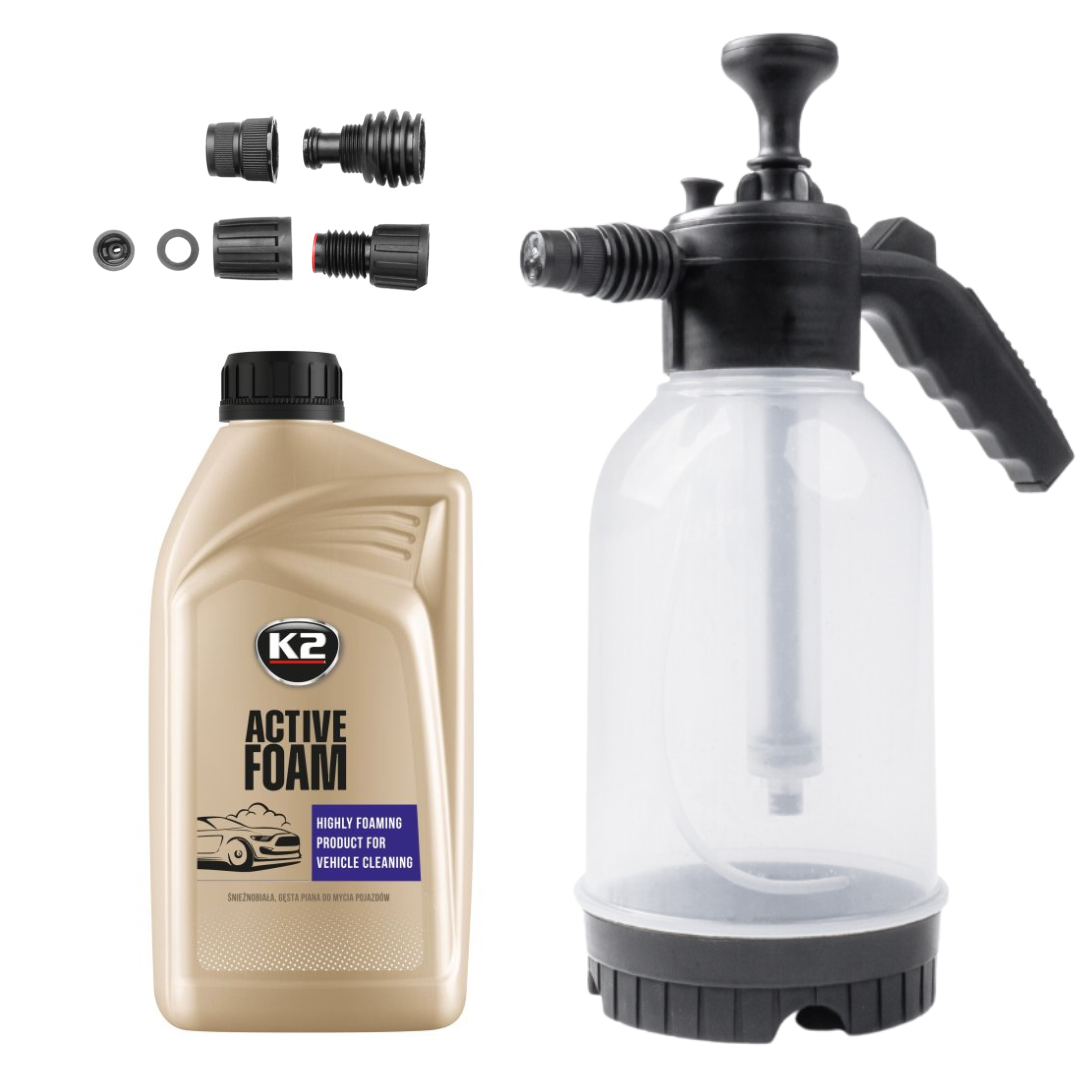 Pianownica Ręczna Ciśnieniowa 2l + Piana Aktywna Do Mycia Samochodu K2 1L