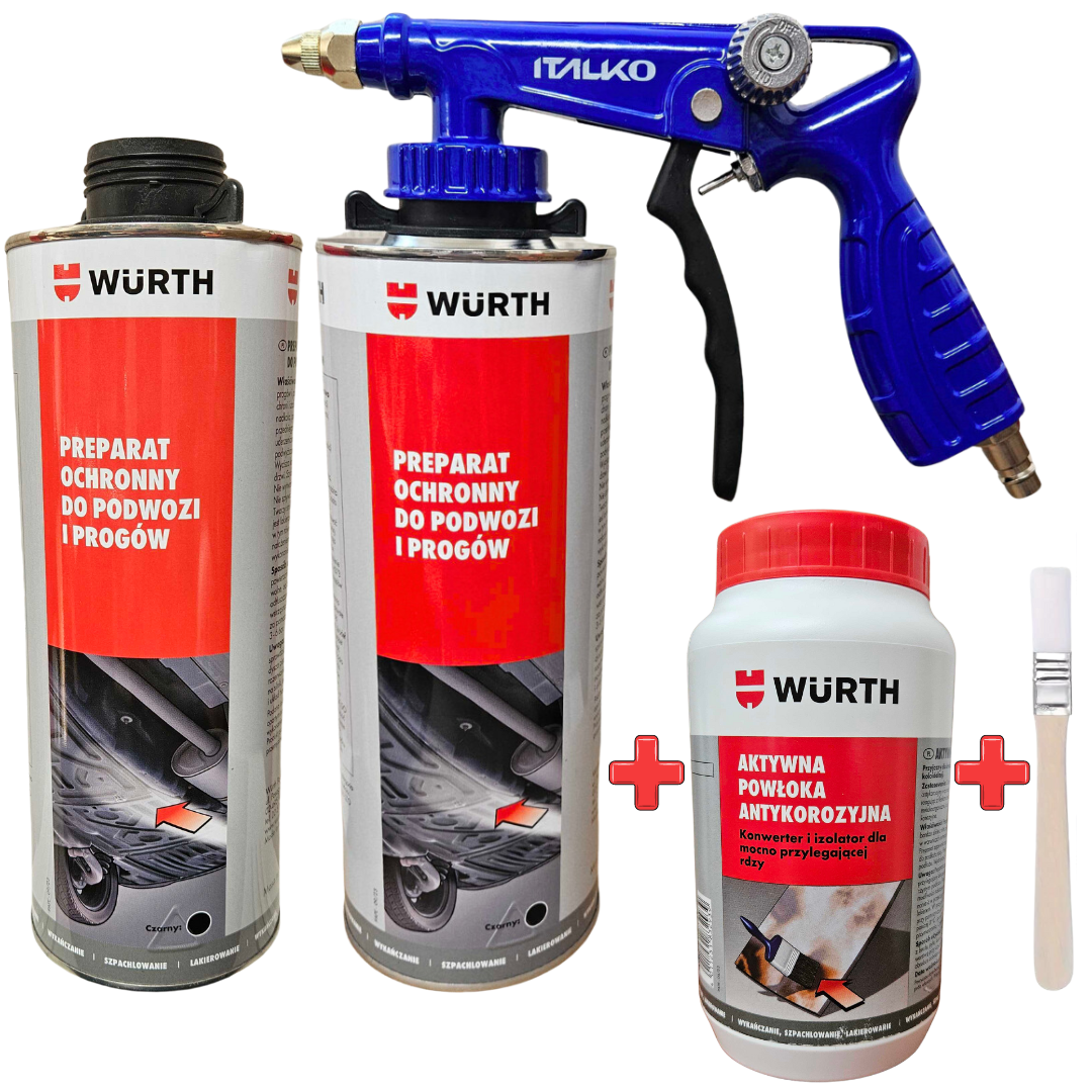 Konserwacja Podwozia - Kompletny zestaw WURTH + Pistolet + PĘDZELEK