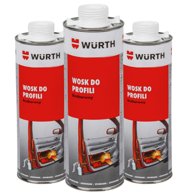 3x WURTH BEZBARWNY WOSK DO PROFILI ZAMKNIĘTYCH - 1 L