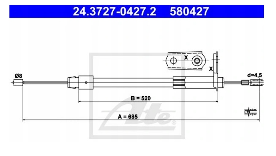 ATE Linka hamulca ręcznego Prawa Mercedes W168 - obrazek 2